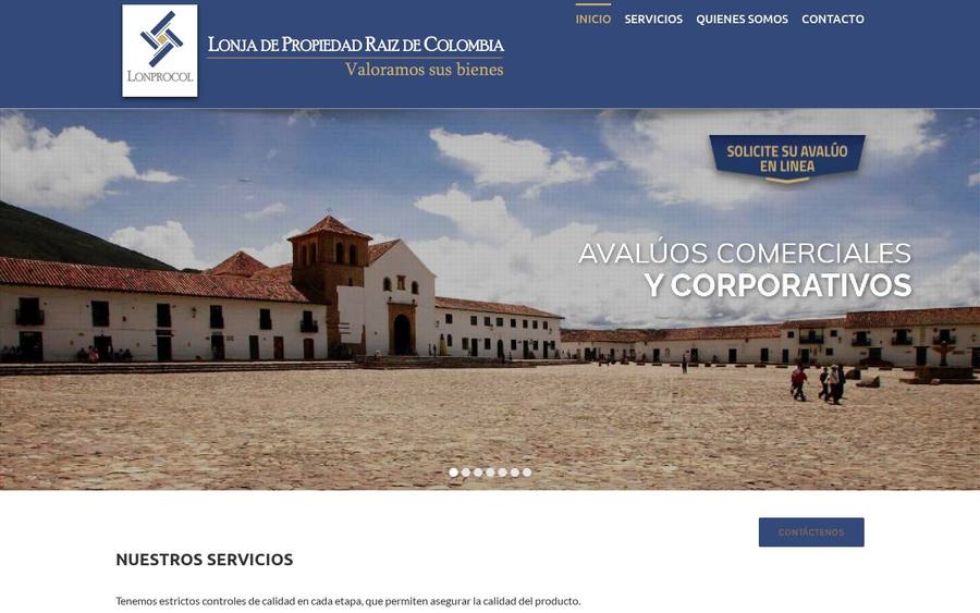 Captura real del sitio web de Lonja de Colombia
