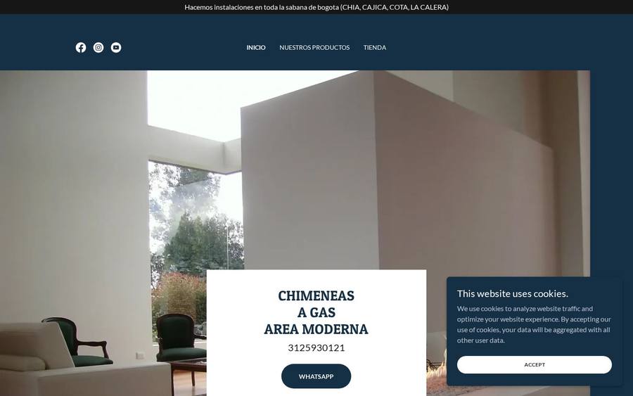 Captura real del sitio web de Área Moderna